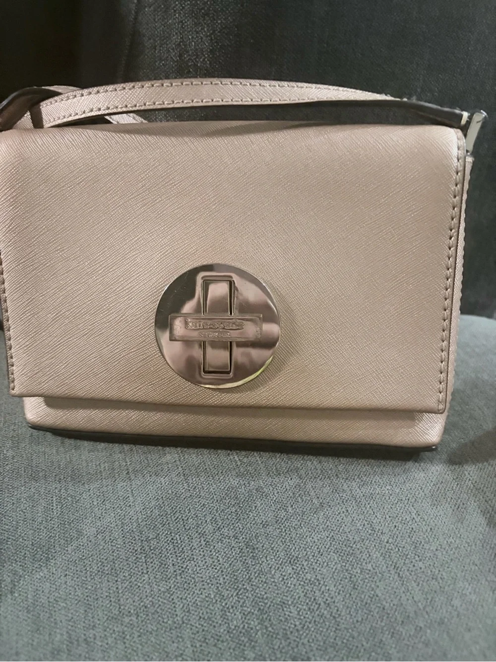 Kate Spade Newbury Lane Crossbody Metallic Pink Saffiano Leather Turn Lock